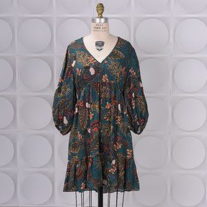 New Anthropologie Boho dress| Dark turquoise & flowers | Sz S| tags Attached